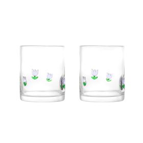 12 fl oz Spring Tullip Charm Drinking Glasses, Set of 2