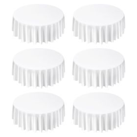 White Round Tablecloths 6 Pack, 120 Inches in Diameter, Stain- & Wrinkle- Resistant, Machine Washable Table Clothes