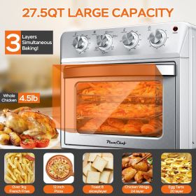 27.5QT 6-in-1 Air Fryer Toaster Oven Dropdown-Door 6-Slice Countertop Convection Oven for Air Frying, Baking, Roasting, Broiling & Grilling, 1600
