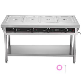 4-Pan Commercial Food Warmer, Electric Steam Table with Independent Temperature Control