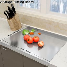 Stainless Steel Cutting Boards for Kitchen, Lipped stainless steel cutting board. Large cutting board suitable for meat, fruits, vegetables, brea (size: 40cm×50cm/15.75×19.69inch)